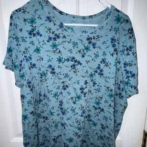 Old Navy Light Blue Floral Short Sleeve Tee